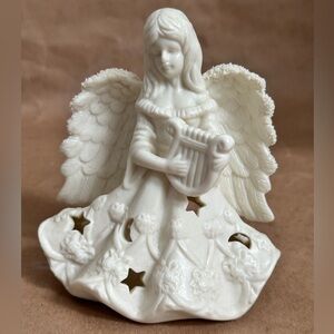 Partylite White Bisque Angel Tealight Holder. 5” by 5”